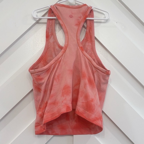 Lululemon Ebb To Street Cropped Racerback Tank Sz 8 Marble Dye Raspberry Cream - Picture 2 of 4